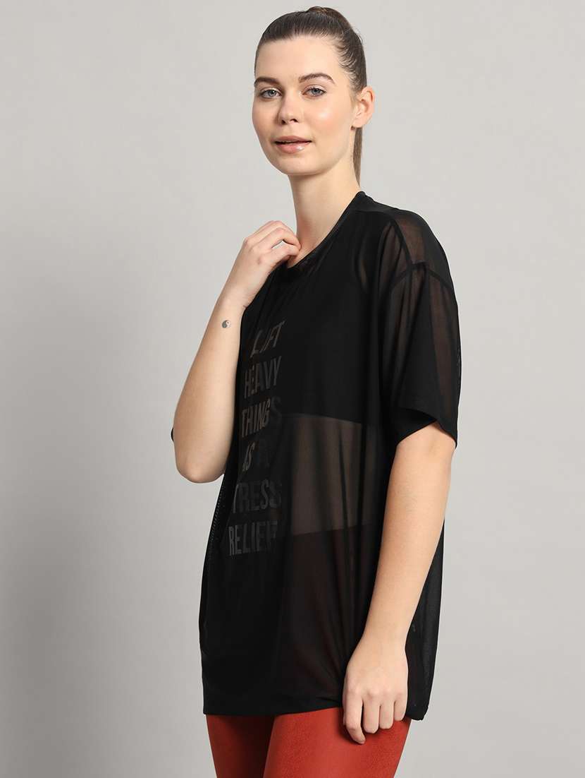 women typography printed relaxed fit dri-fit t-shirt - 21763152 -  Standard Image - 2