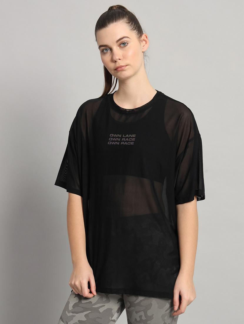 women typography printed relaxed fit dri-fit t-shirt - 21763155 - Standard Image - 2