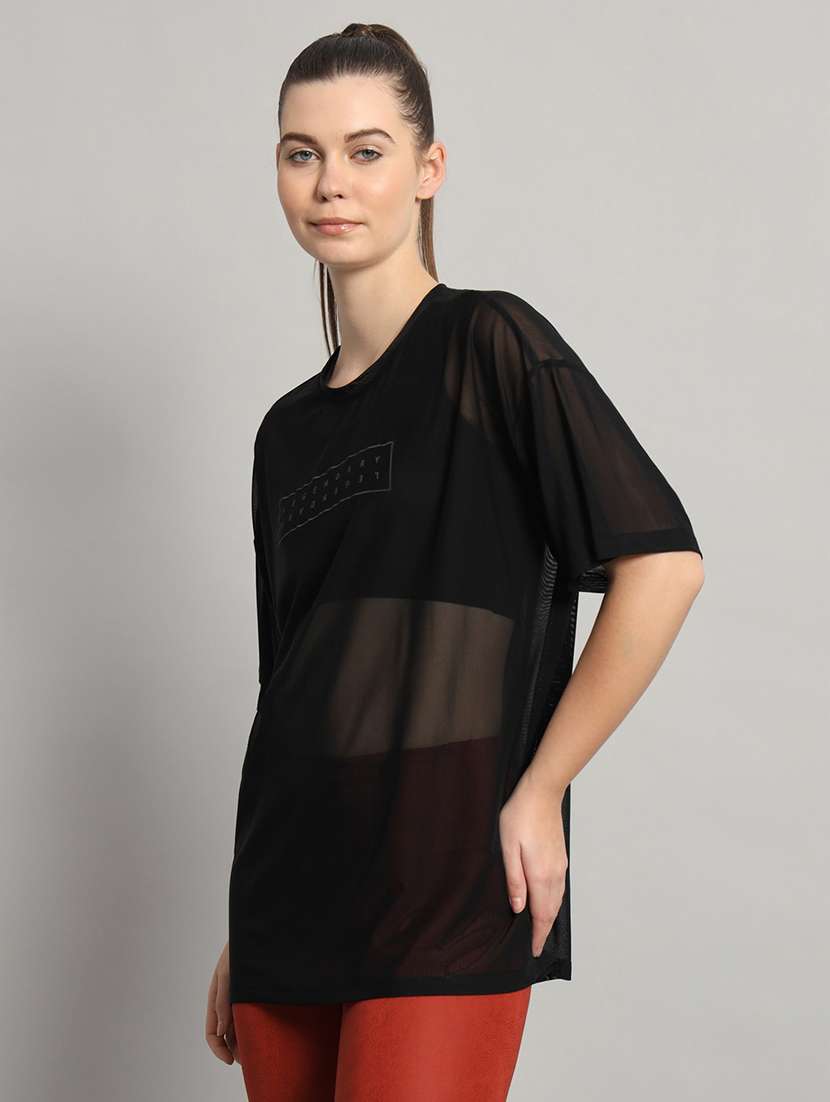 women typography printed relaxed fit dri-fit t-shirt - 21763156 - Standard Image - 2