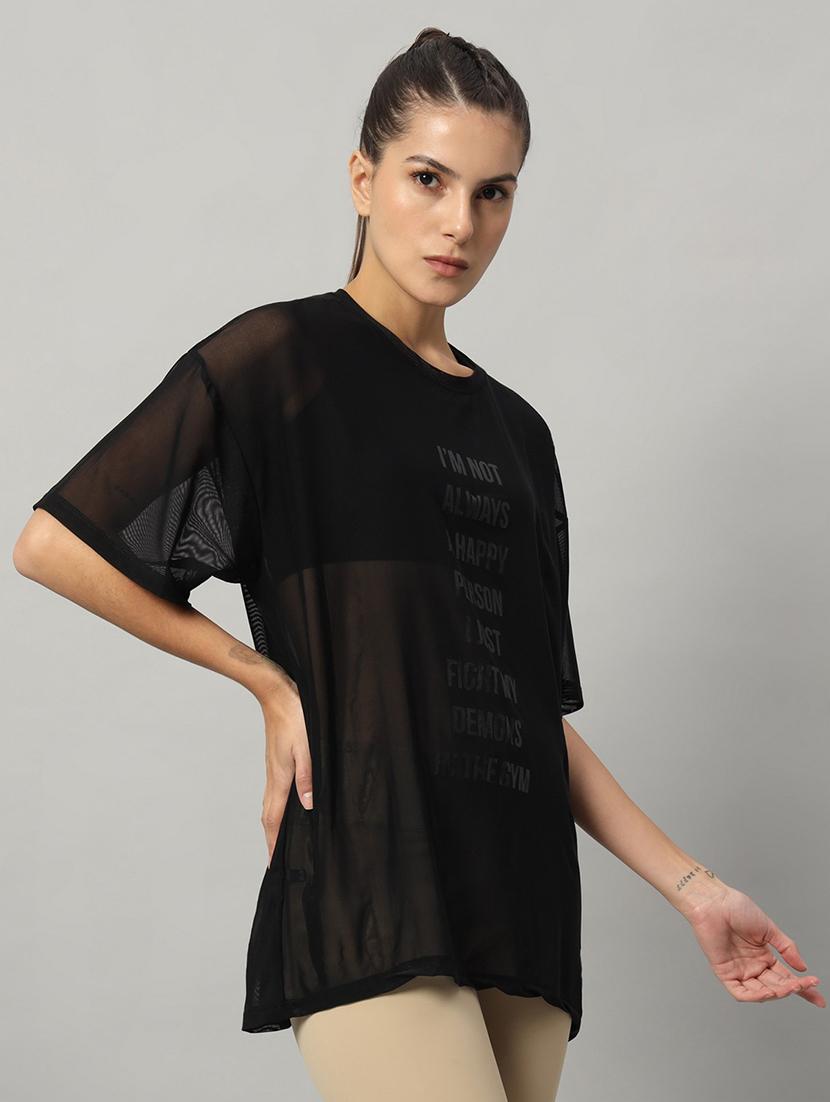 women typography printed relaxed fit dri-fit t-shirt - 21763157 - Standard Image - 2