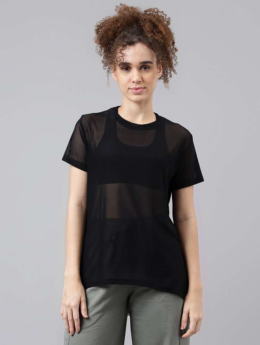 women round neck plain relaxed fit dri-fit t-shirt
