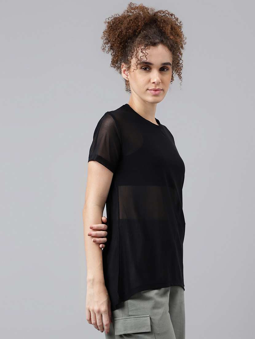 women round neck plain relaxed fit dri-fit t-shirt - 21763167 -  Standard Image - 2