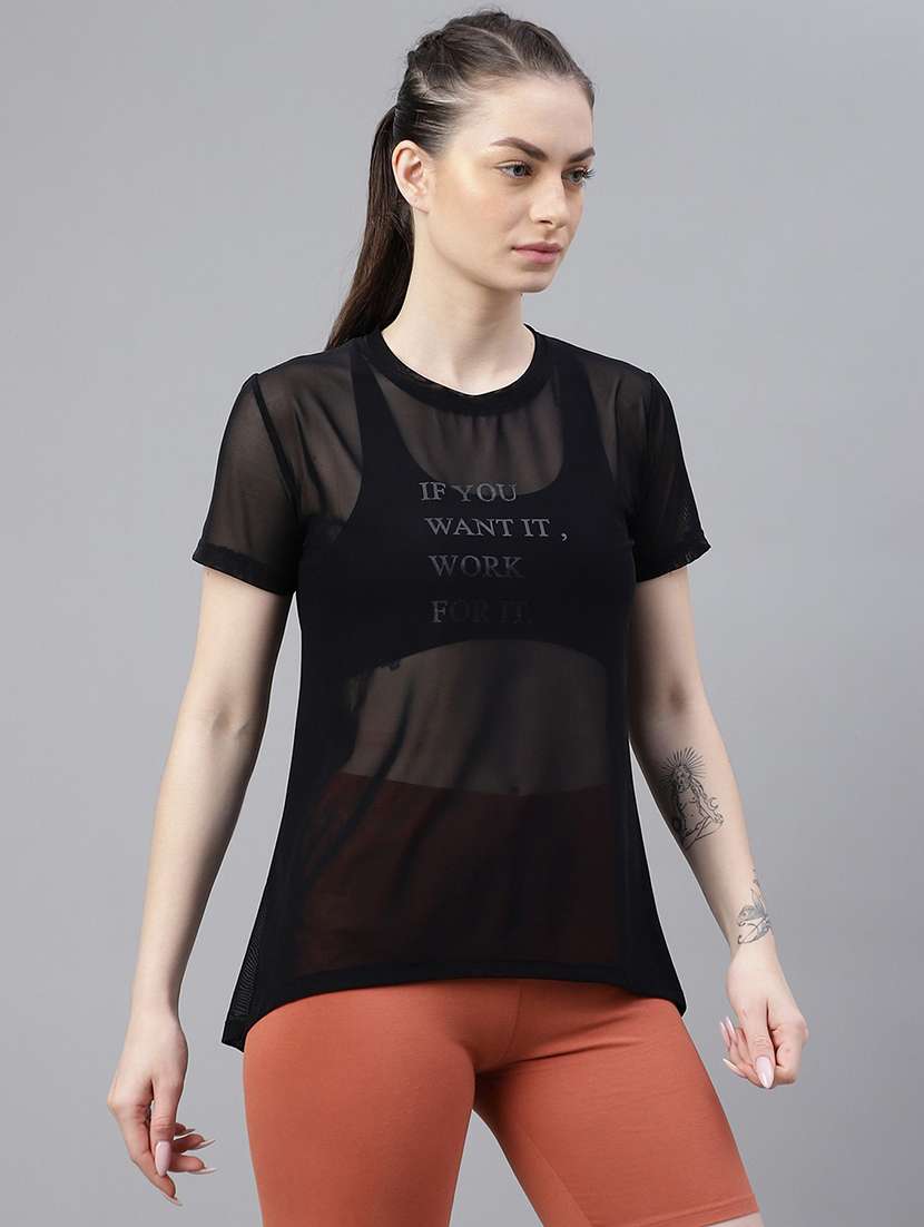 women typography printed relaxed fit dri-fit t-shirt - 21763185 -  Standard Image - 2