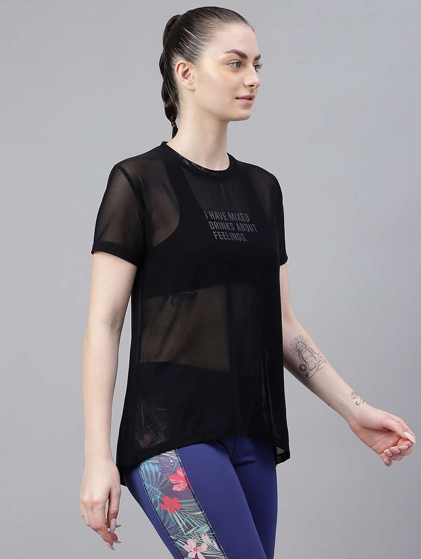 women typography printed relaxed fit dri-fit t-shirt - 21763186 -  Standard Image - 2