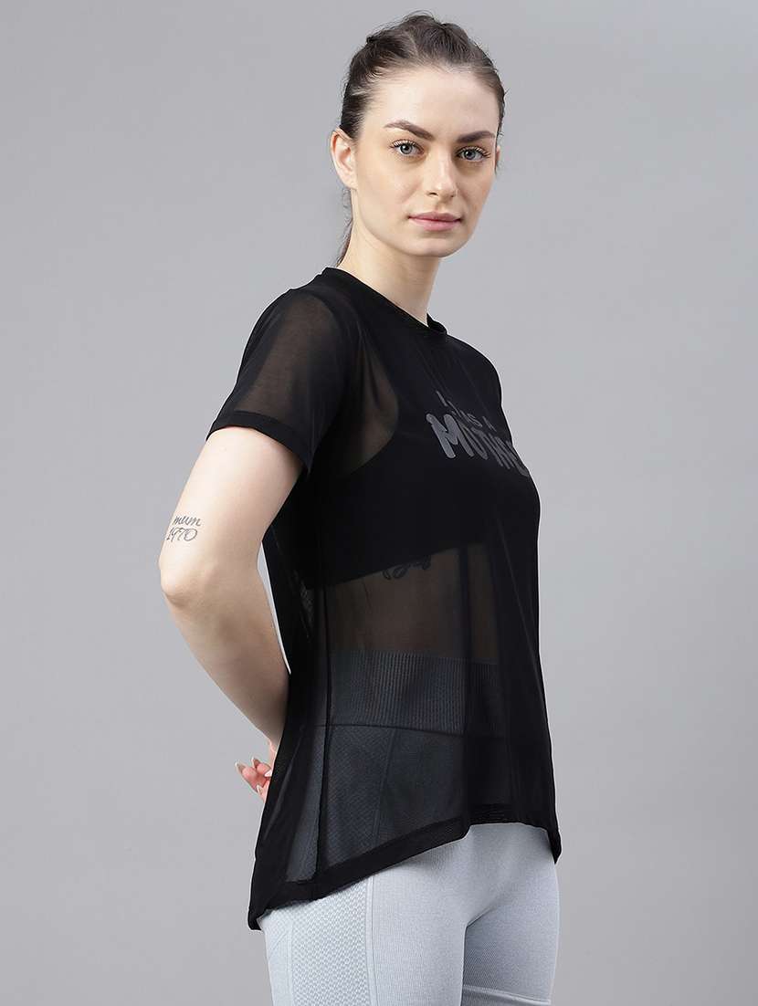 women typography printed relaxed fit dri-fit t-shirt - 21763203 - Standard Image - 2