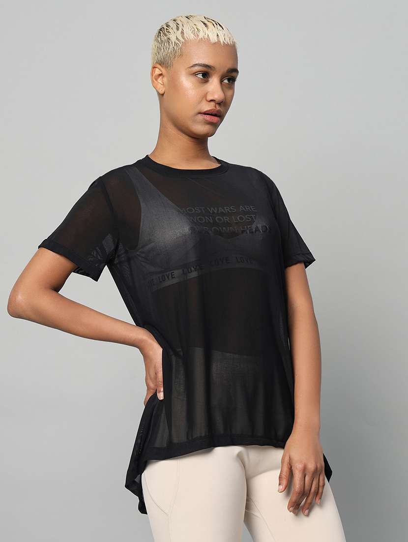 women typography printed relaxed fit dri-fit t-shirt - 21763209 -  Standard Image - 2