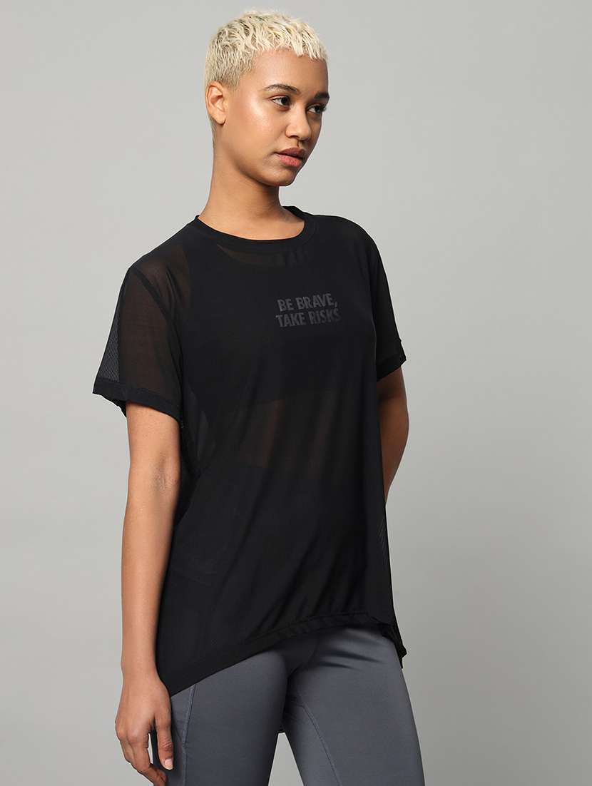 women typography printed relaxed fit dri-fit t-shirt - 21763211 -  Standard Image - 2