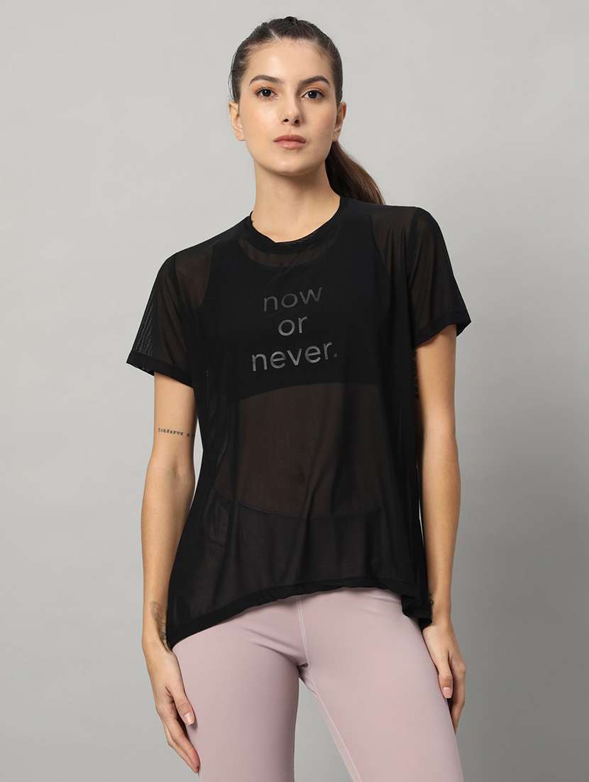 women typography printed relaxed fit dri-fit t-shirt
