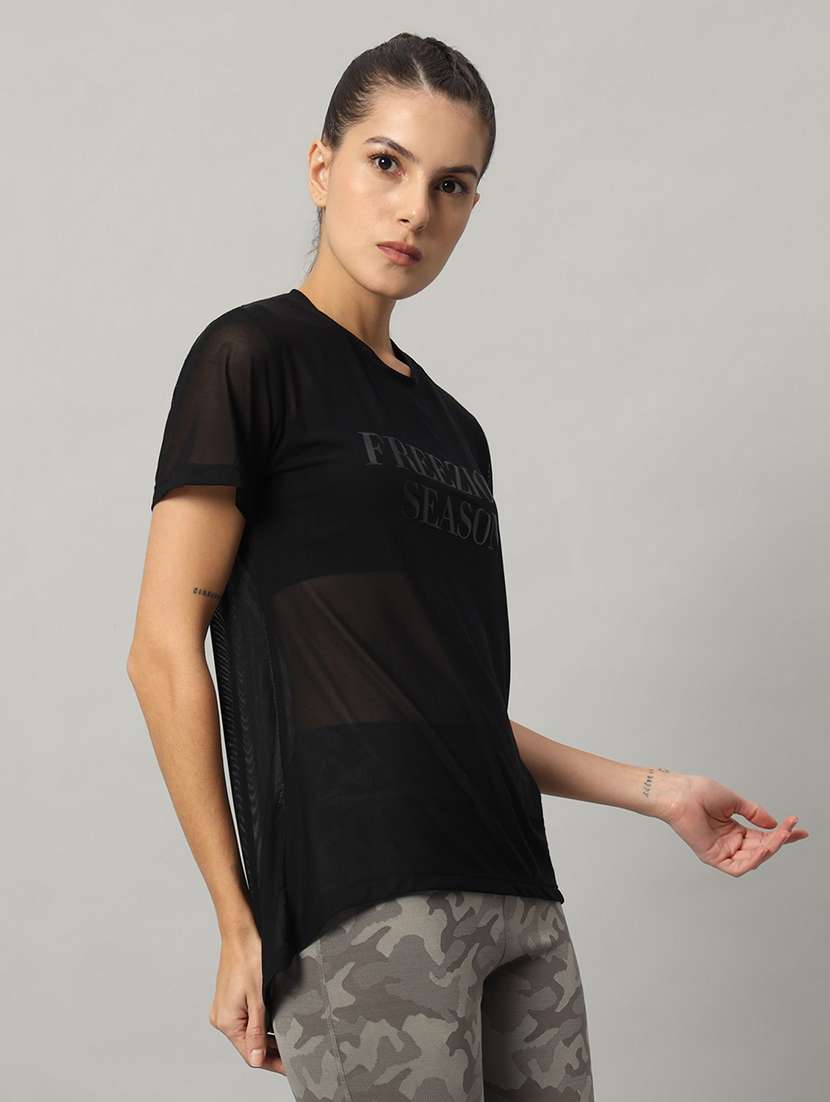 women typography printed relaxed fit dri-fit t-shirt - 21763231 - Standard Image - 2