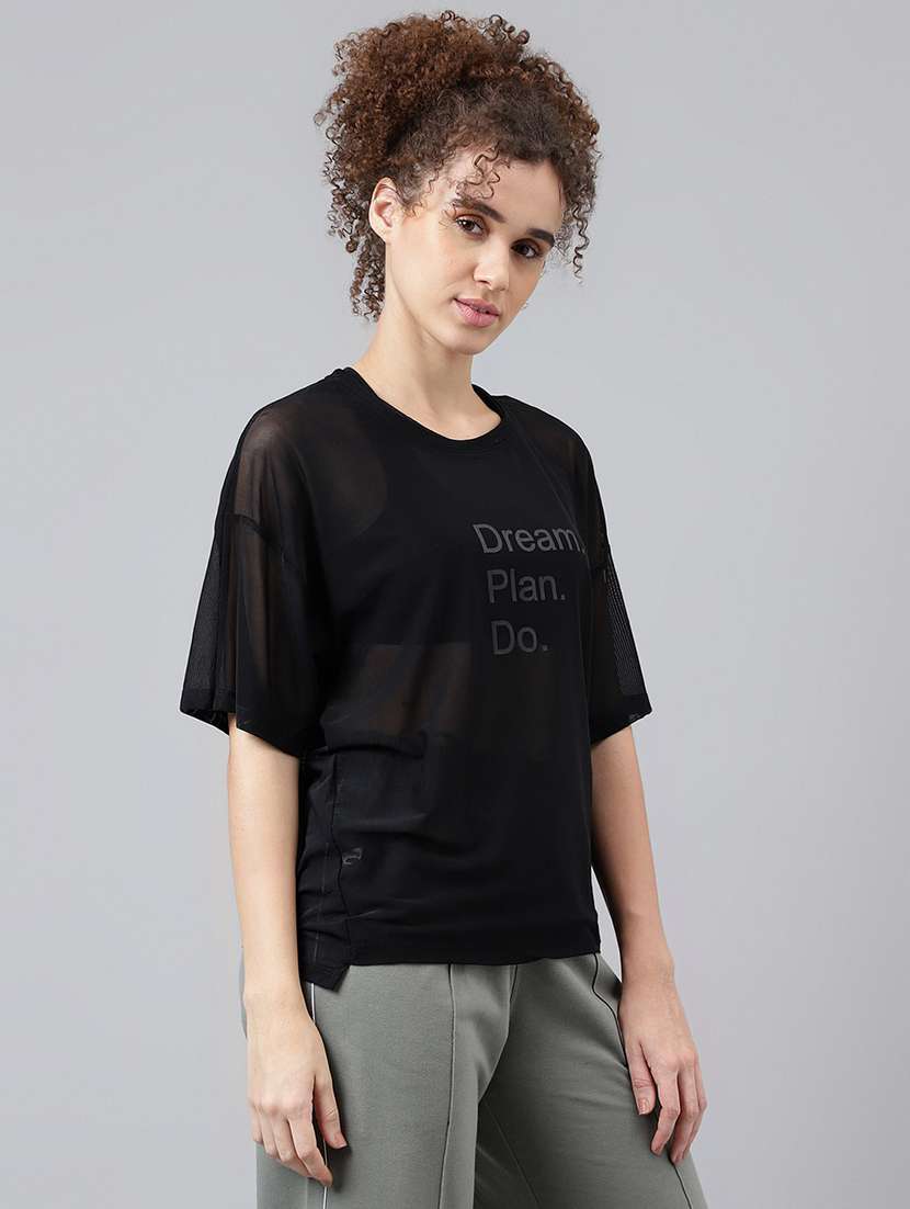 women typography printed relaxed fit dri-fit t-shirt - 21763235 -  Standard Image - 2