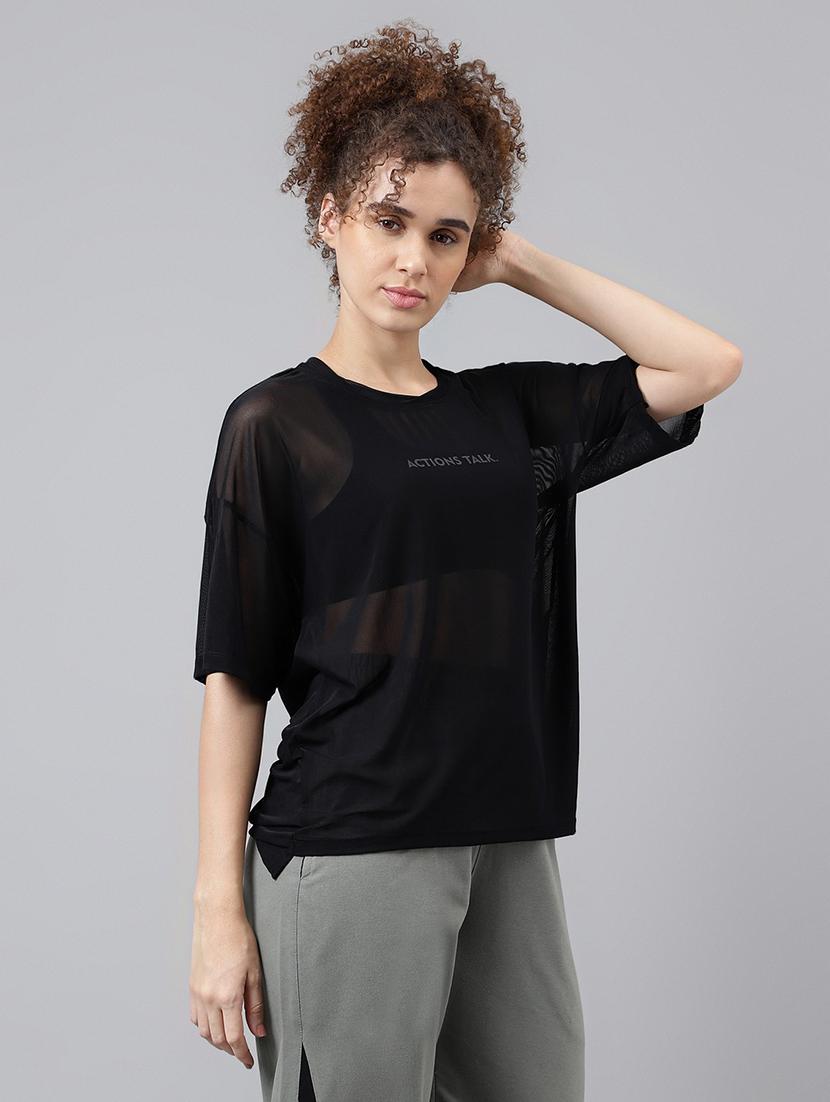 women typography printed relaxed fit dri-fit t-shirt - 21763238 - Standard Image - 2