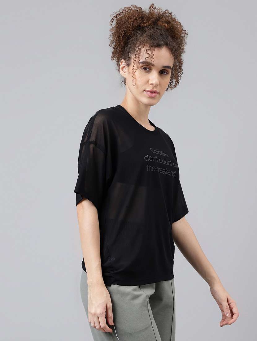 women typography printed relaxed fit dri-fit t-shirt - 21763239 -  Standard Image - 2