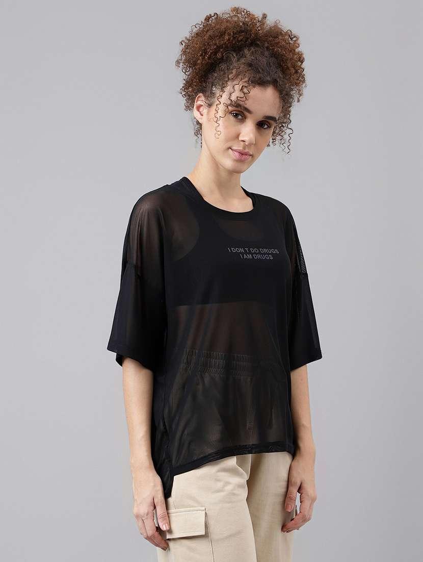 women typography printed relaxed fit dri-fit t-shirt - 21763253 -  Standard Image - 2