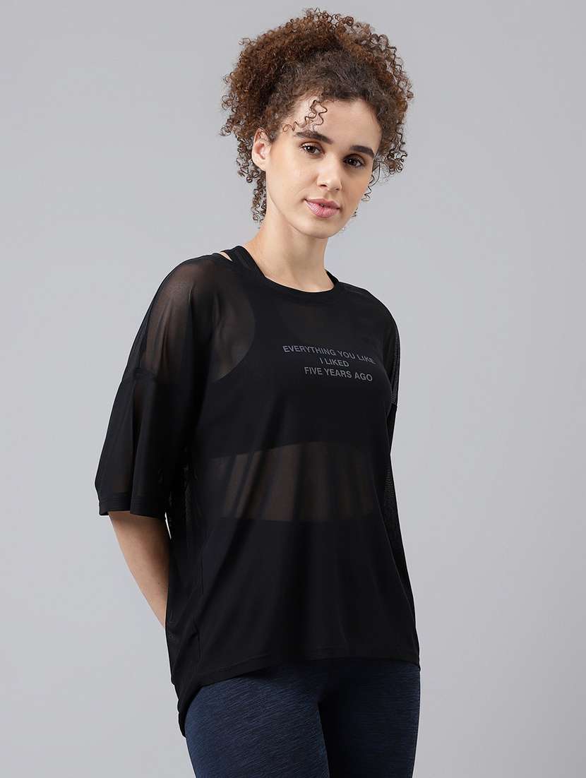 women typography printed relaxed fit dri-fit t-shirt - 21763256 -  Standard Image - 2