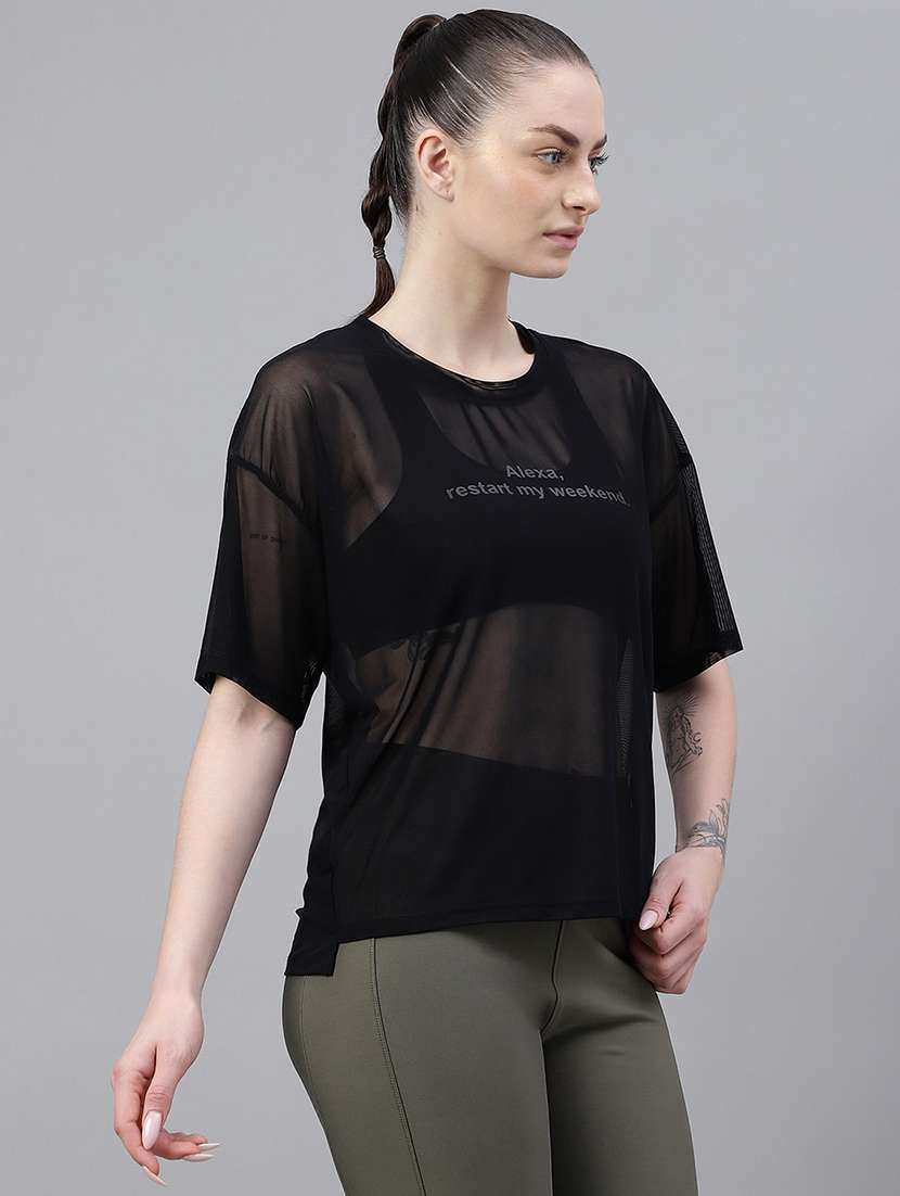 women typography printed relaxed fit dri-fit t-shirt - 21763258 -  Standard Image - 2