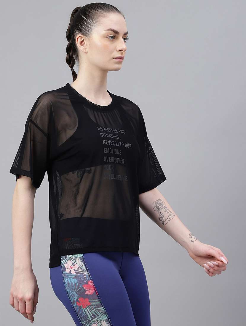 women typography printed relaxed fit dri-fit t-shirt - 21763259 -  Standard Image - 2