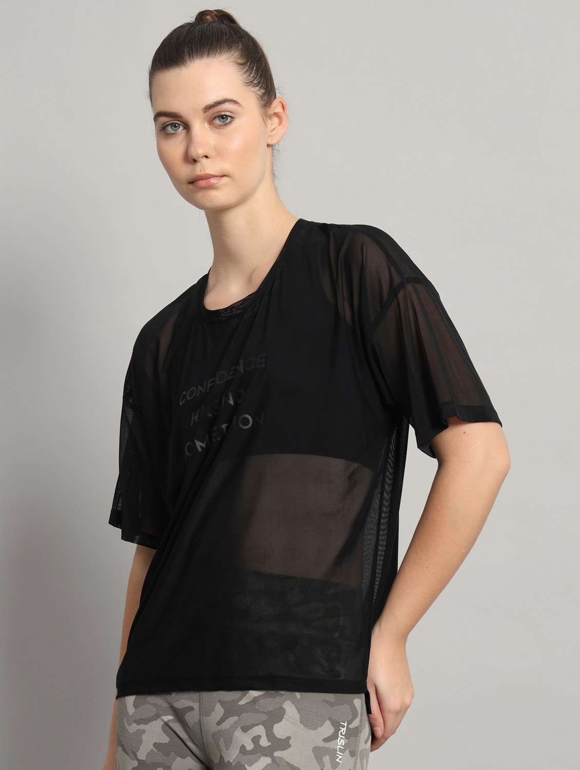 women black typographic round neck t-shirt - 21763300 -  Standard Image - 2