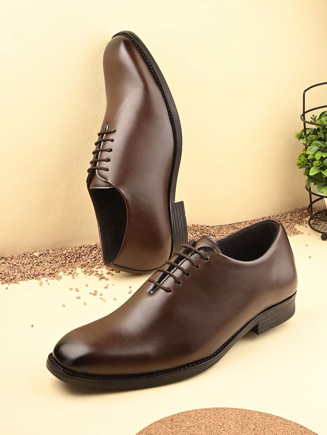men brown lace-up oxford - 21763323 -  Zoom Image - 0