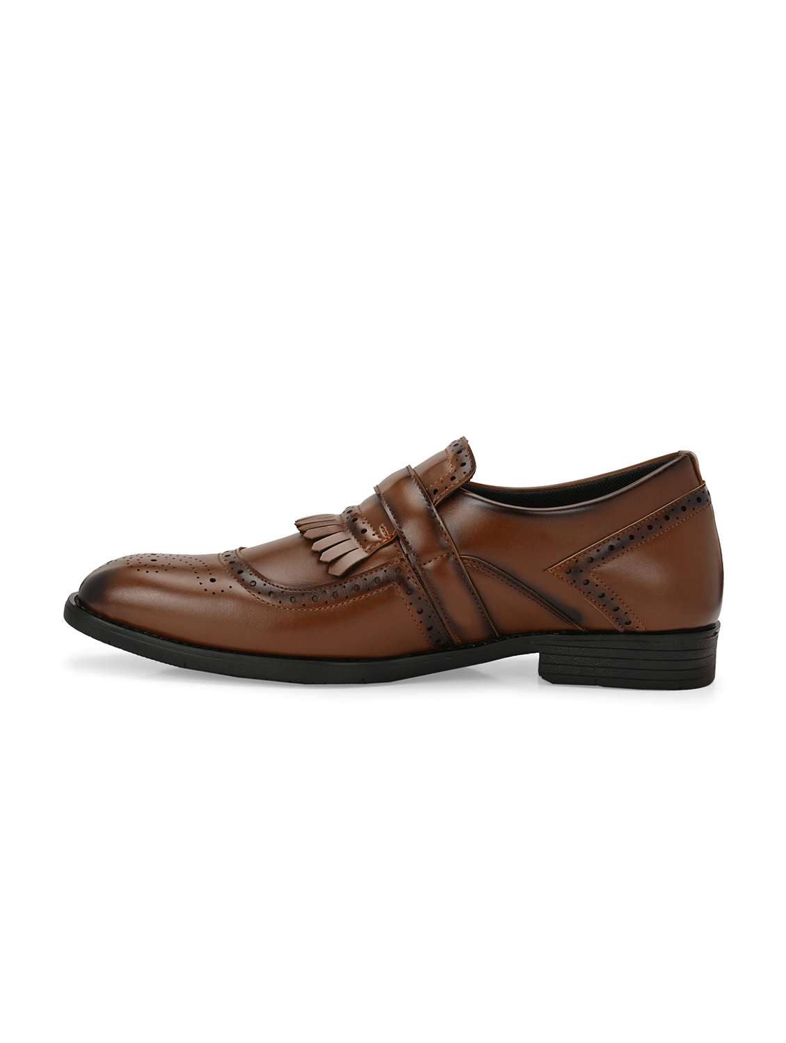 men brown slip on monk strap - 21763327 -  Standard Image - 2