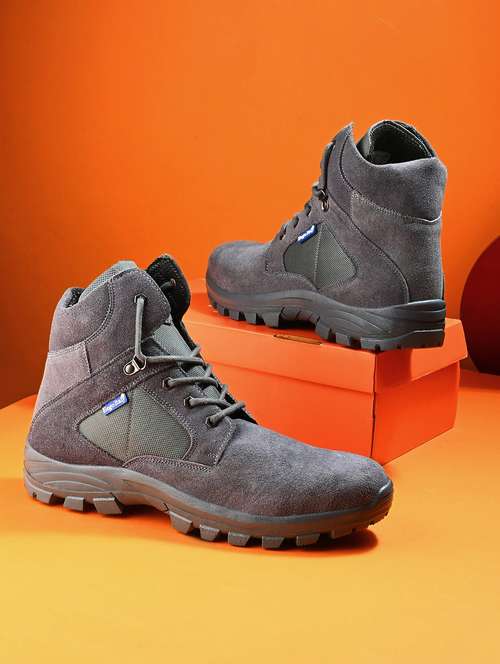 men grey lace up hiking boot - 21763330 -  Standard Image - 0