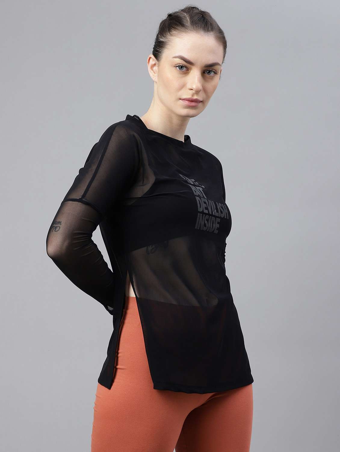 women black typographic long sleeve t-shirt - 21763358 - Standard Image - 2