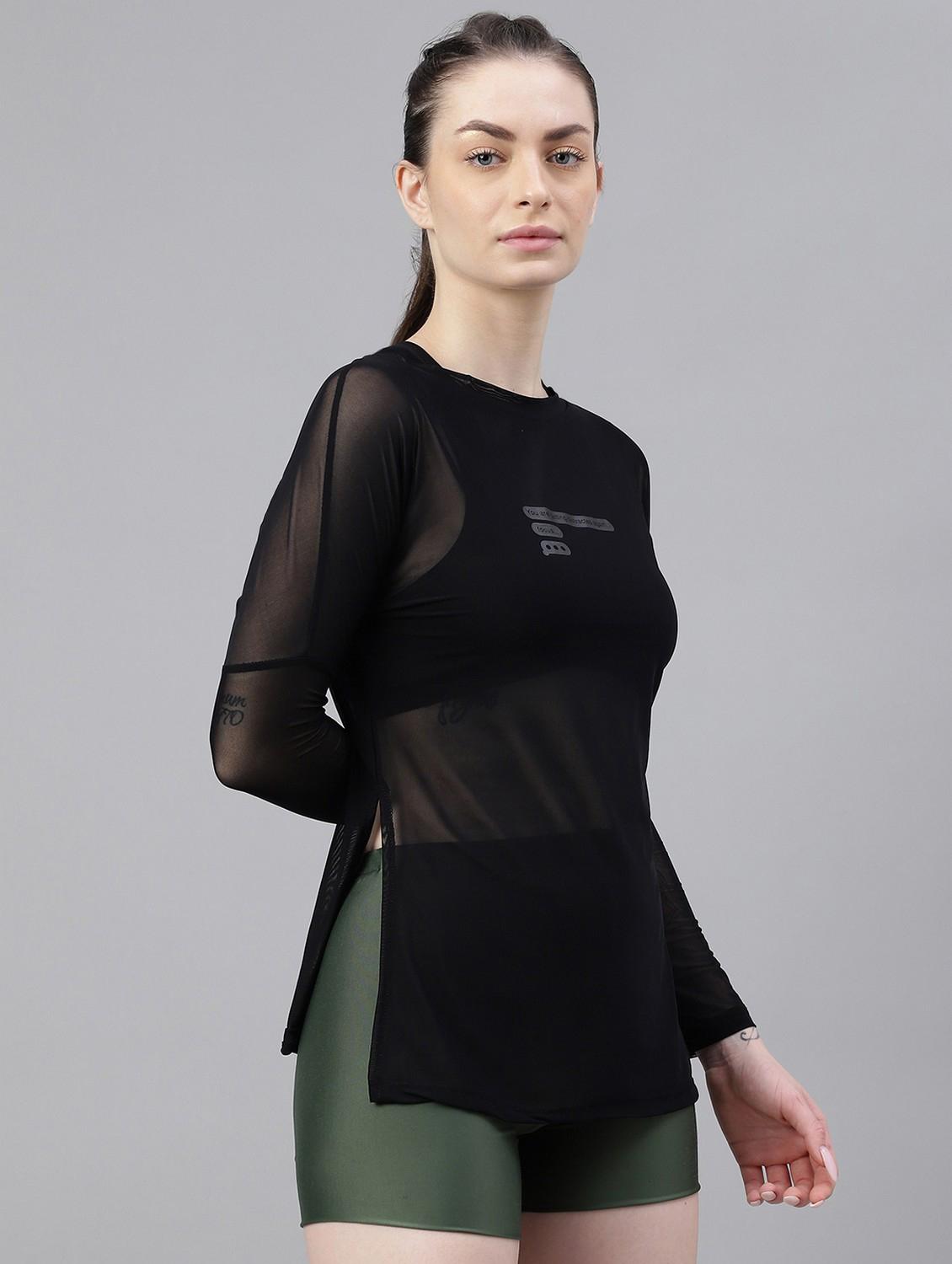 women printed long sleeves mesh sports t-shirt - 21763360 - Standard Image - 2