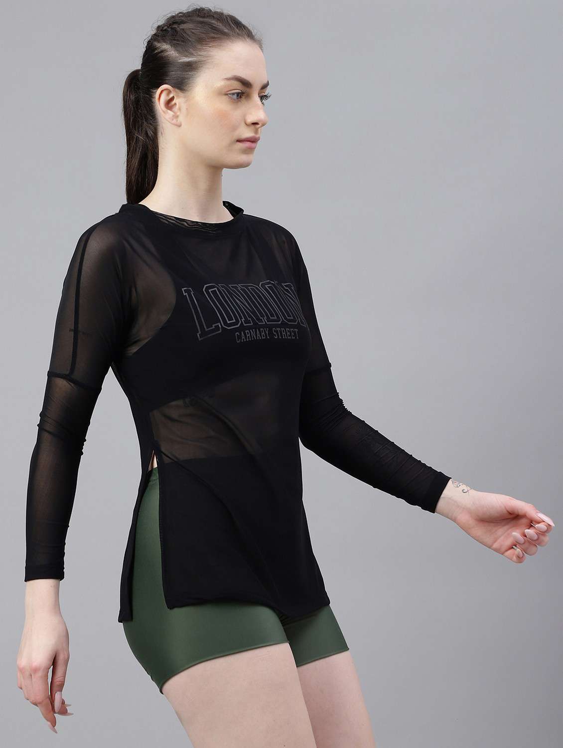 women black typographic long sleeve t-shirt - 21763363 - Standard Image - 2
