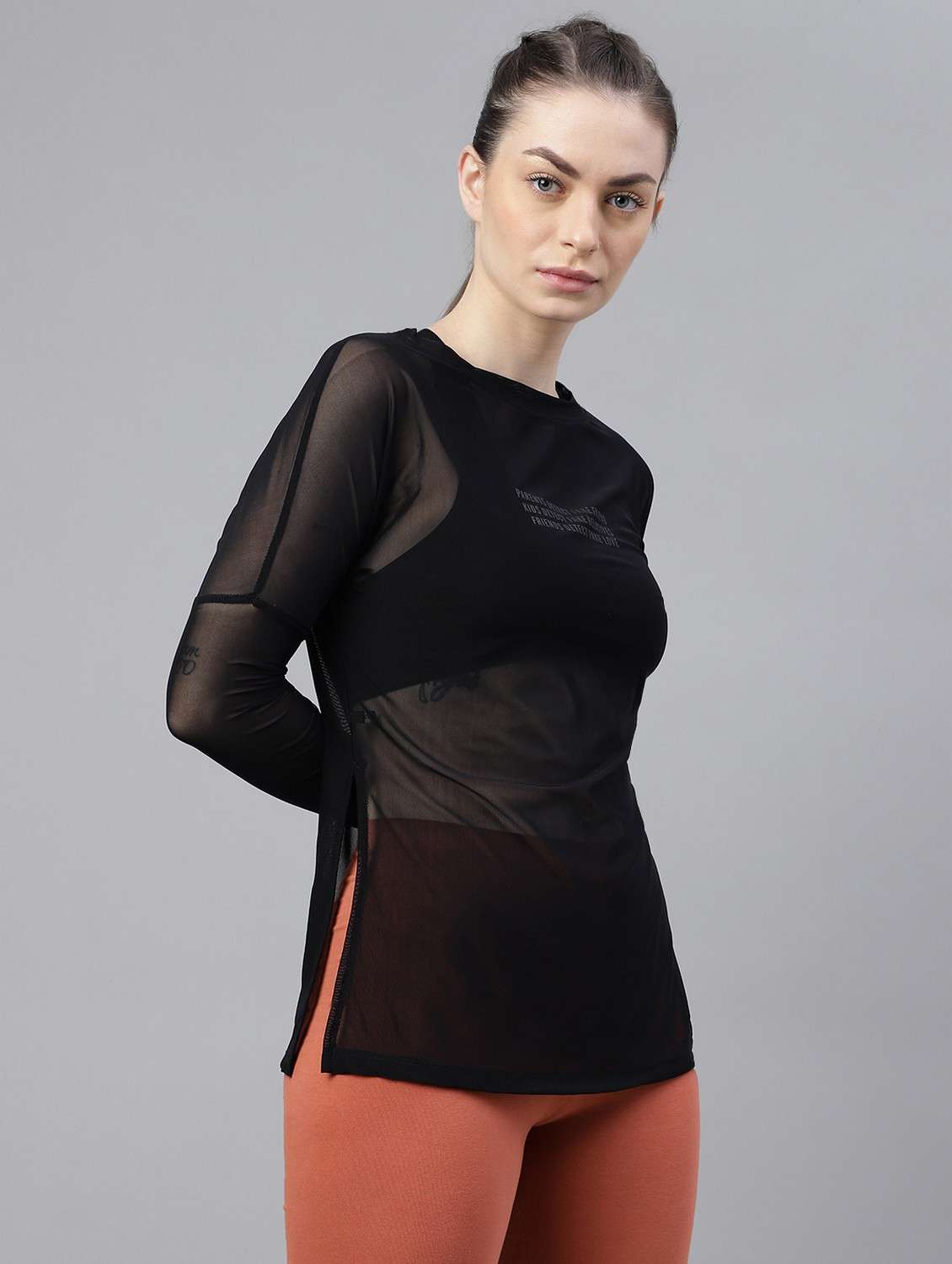 women black typographic long sleeve t-shirt - 21763375 -  Standard Image - 2