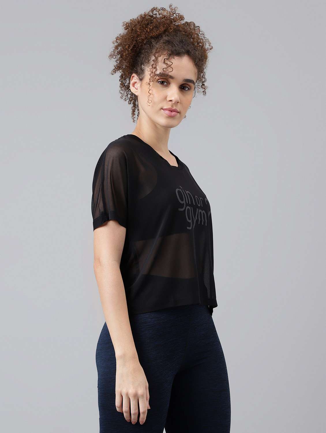 women typographic printed mesh sports t-shirt - 21763384 -  Standard Image - 2