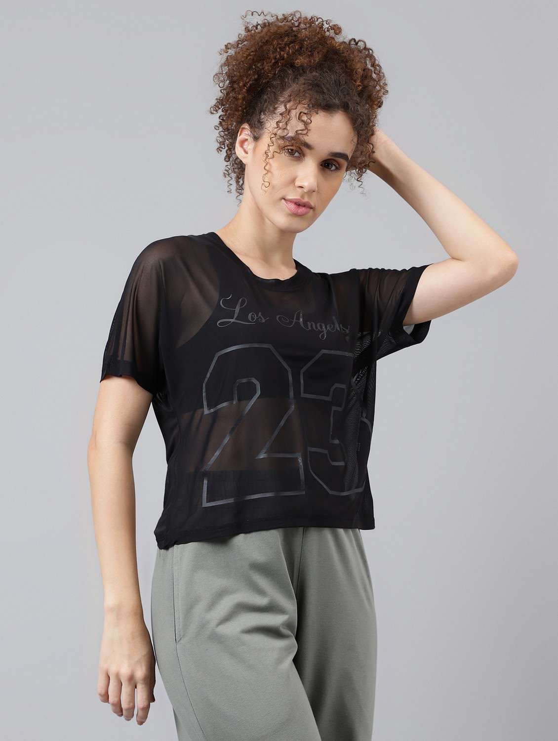 women typographic printed mesh sports t-shirt - 21763387 -  Standard Image - 2