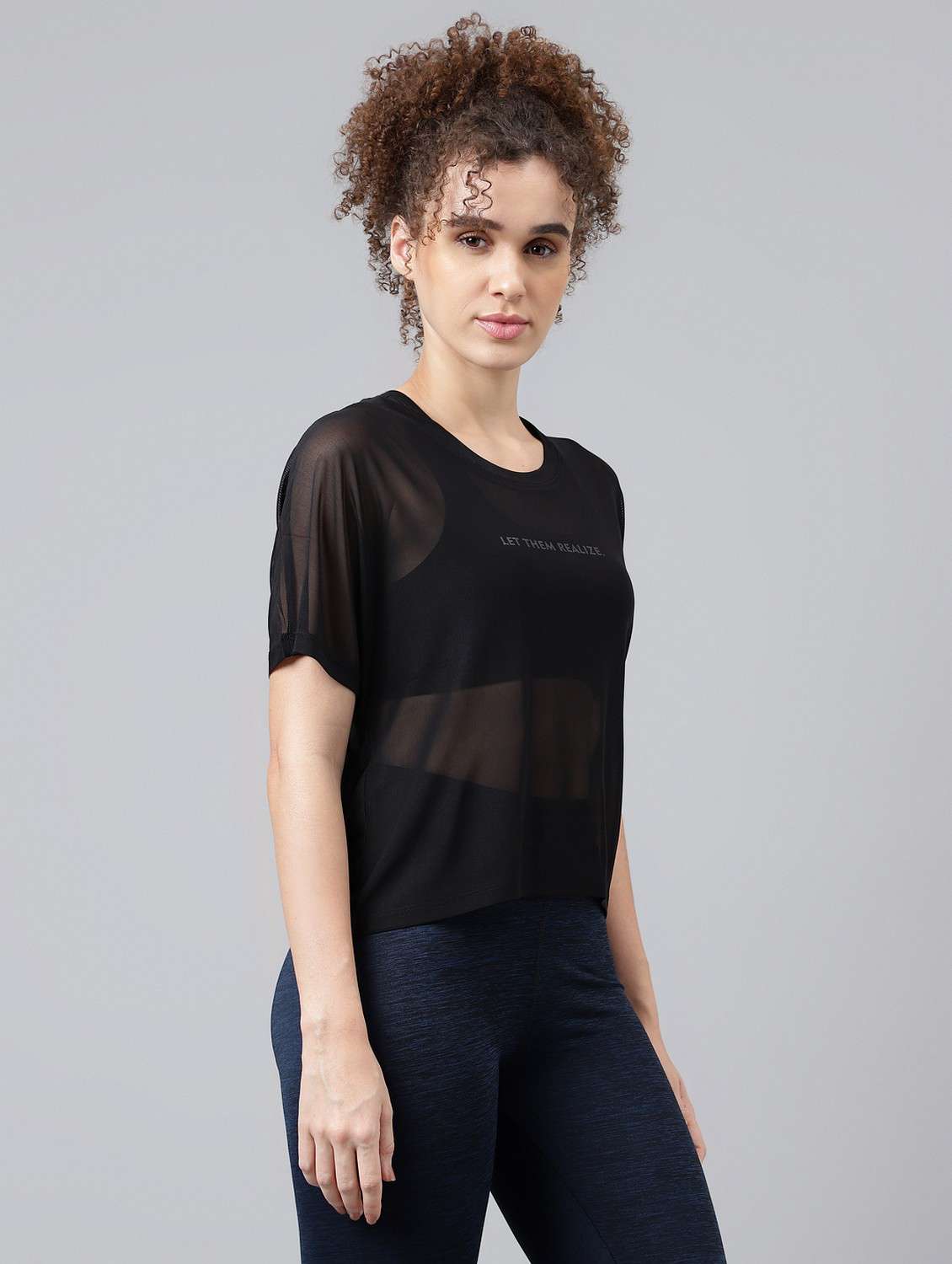 women typographic printed mesh sports t-shirt - 21763388 - Standard Image - 2