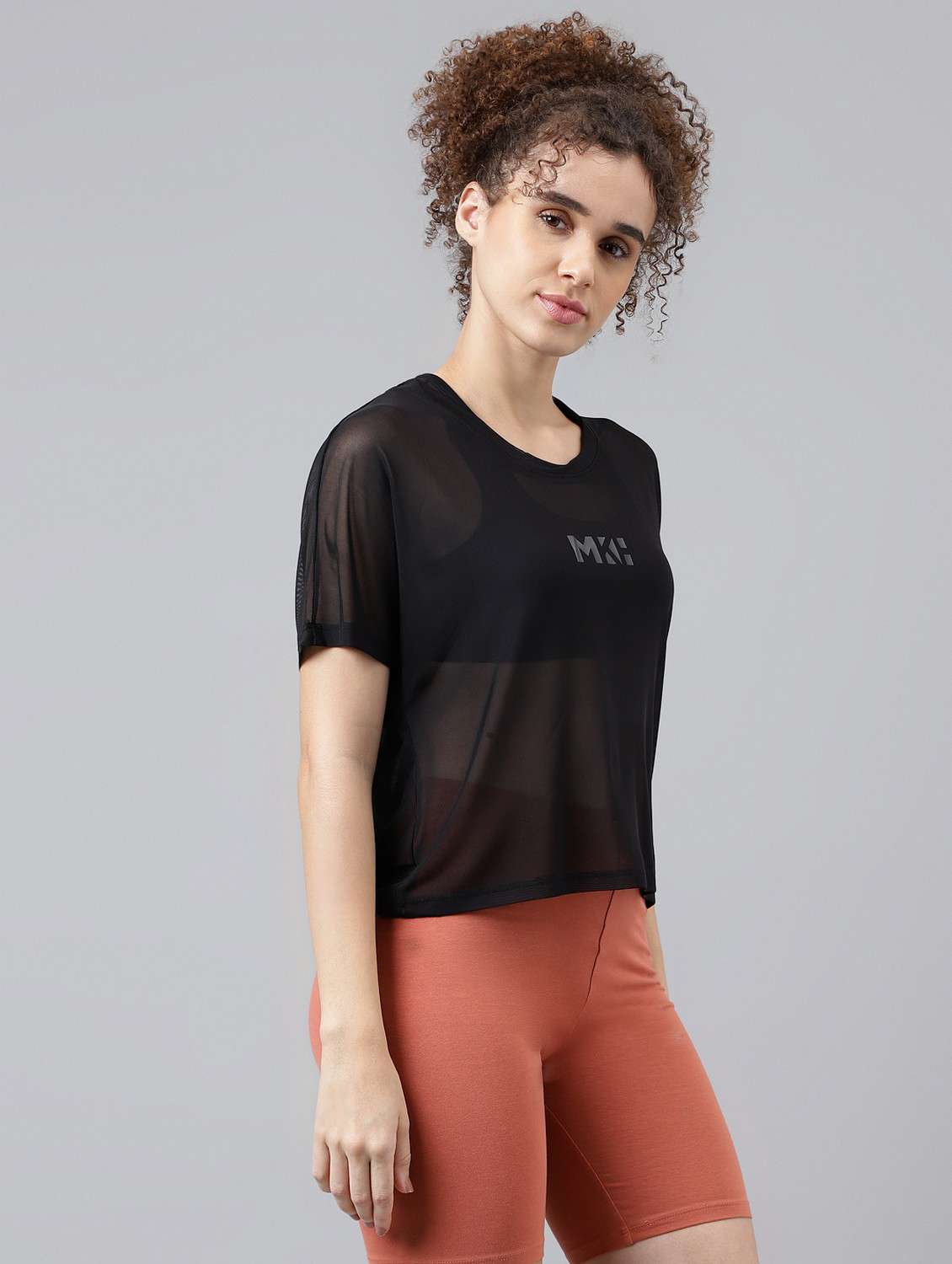 women black typographic round neck sport t-shirt - 21763390 - Standard Image - 2