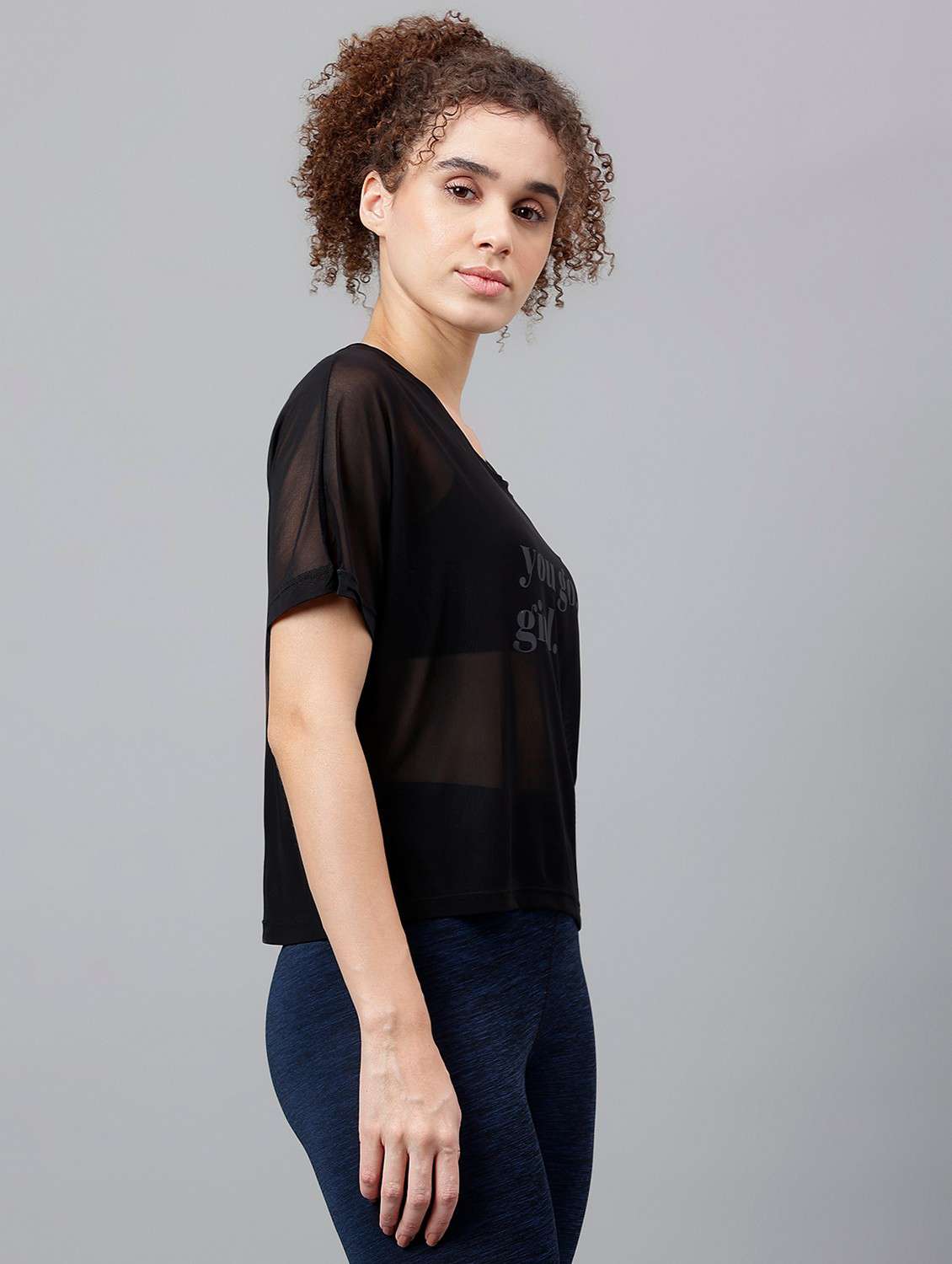 women typographic printed mesh sports t-shirt - 21763394 -  Standard Image - 2