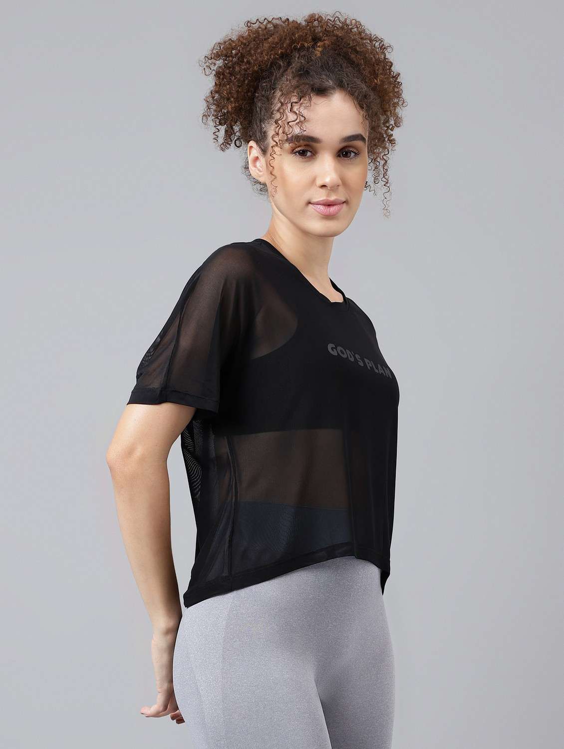 women black typographic round neck sport t-shirt - 21763396 -  Standard Image - 2