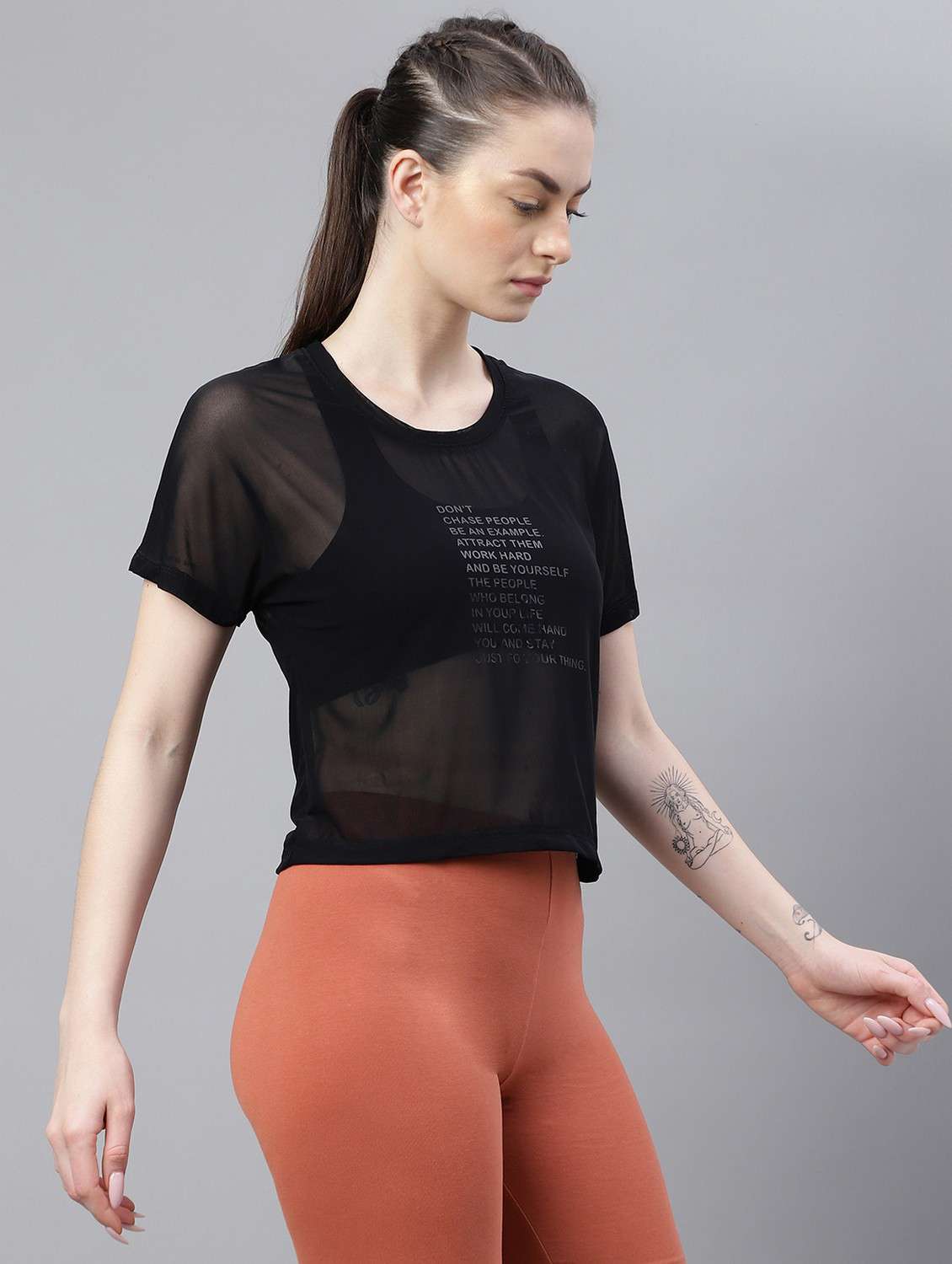 women typographic printed mesh sports t-shirt - 21763400 -  Standard Image - 2