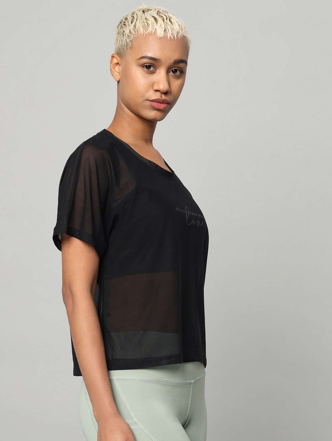 women typographic printed mesh sports t-shirt - 21763419 -  Standard Image - 2