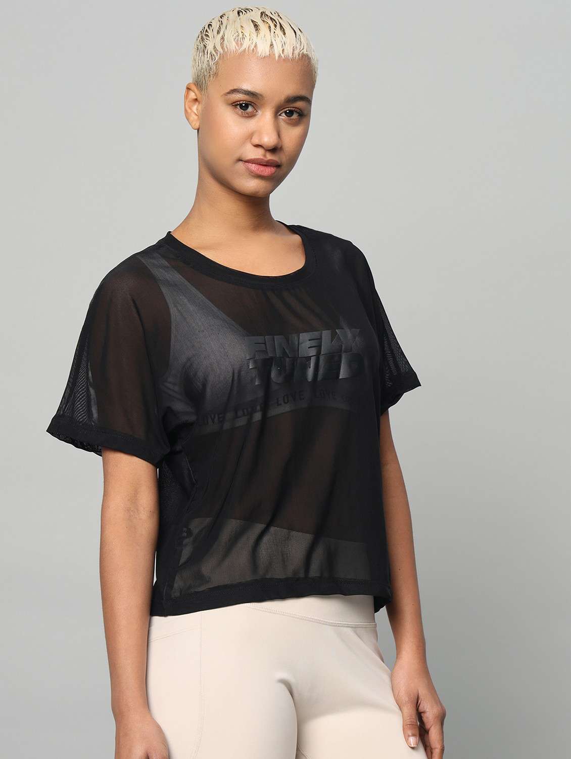 women typographic printed mesh sports t-shirt - 21763423 -  Standard Image - 2