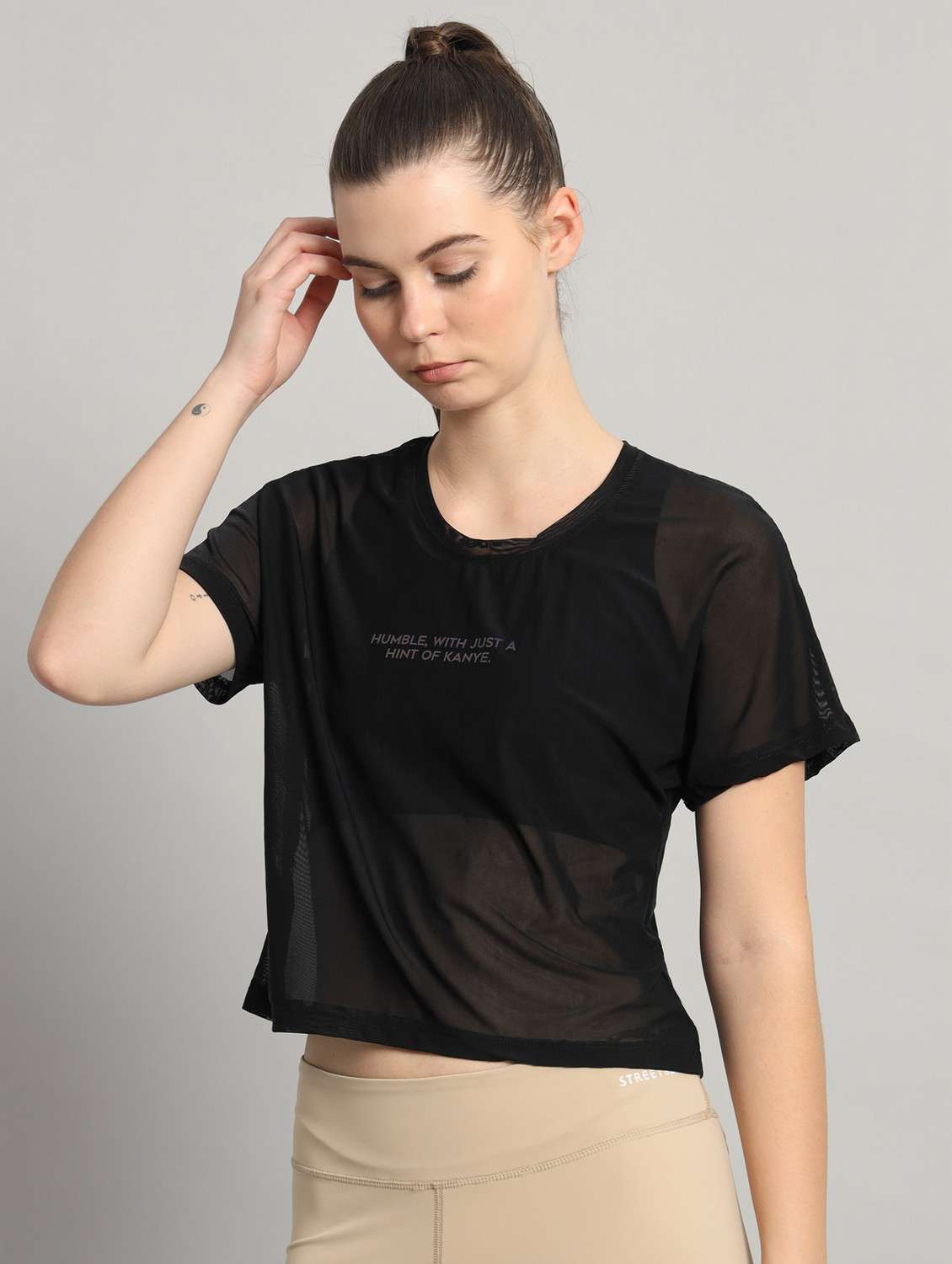 women typographic printed mesh sports t-shirt - 21763425 -  Standard Image - 2