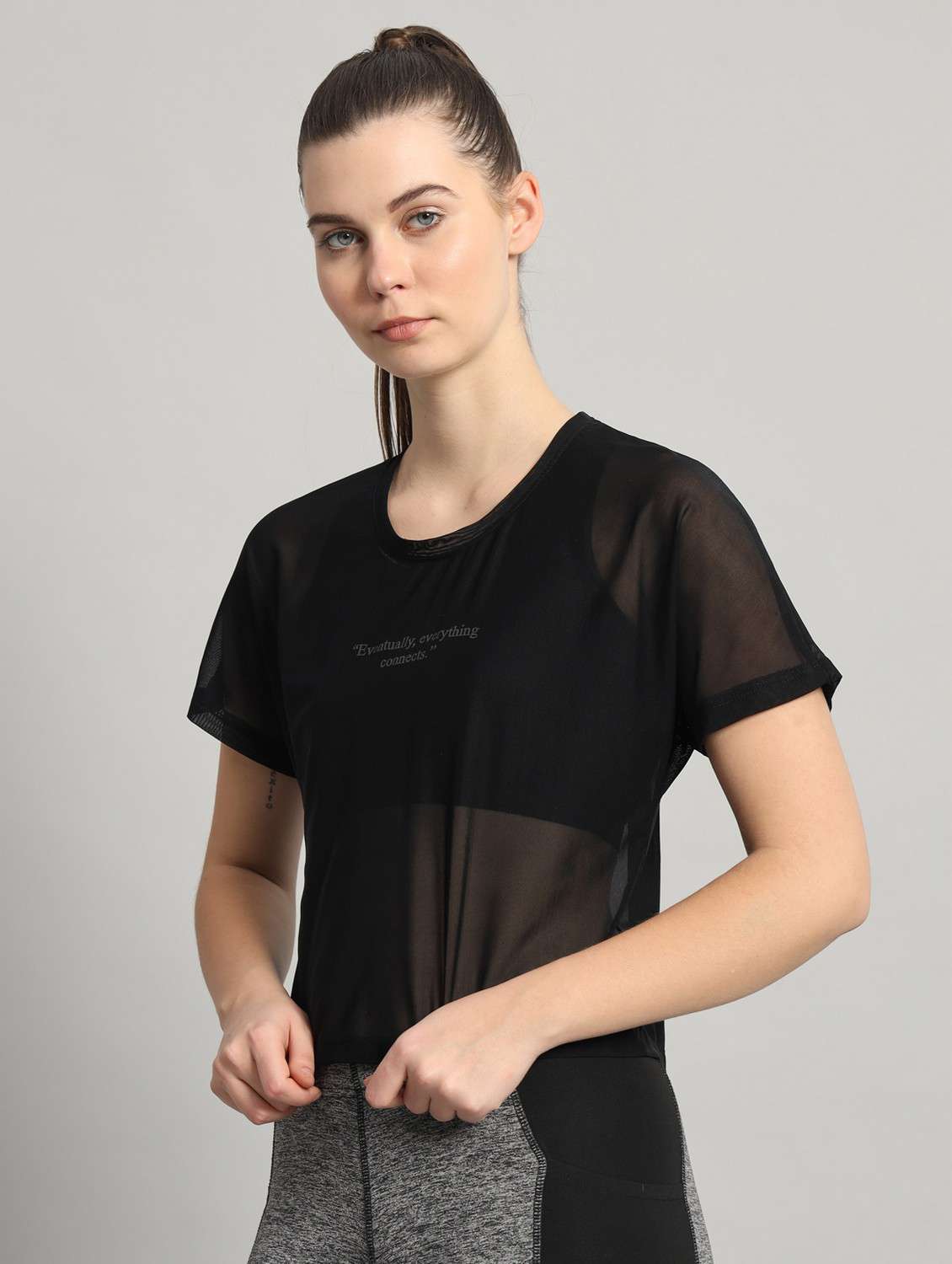 women typographic printed mesh sports t-shirt - 21763427 -  Standard Image - 2