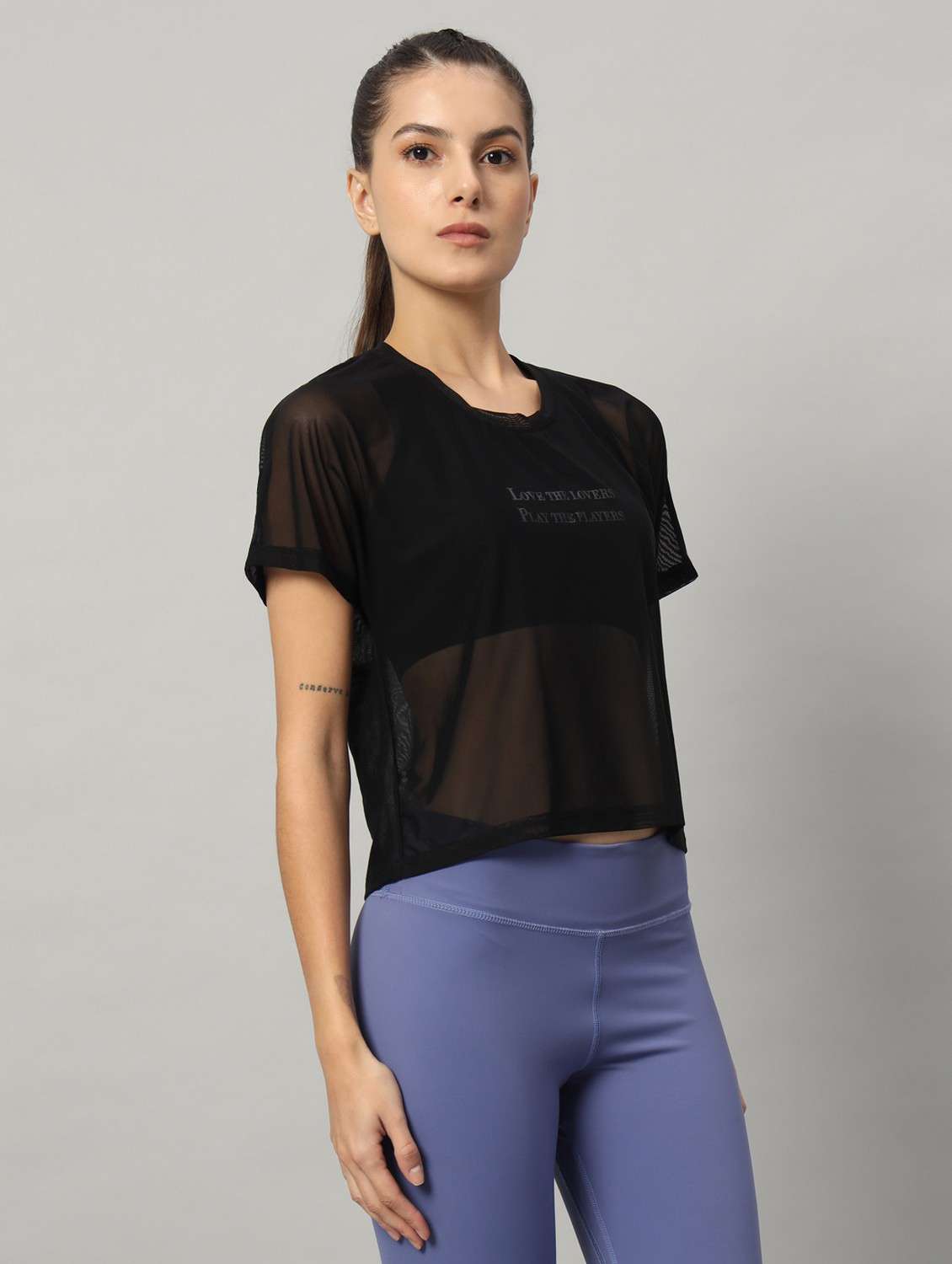 women black typographic round neck sport t-shirt - 21763431 -  Standard Image - 2