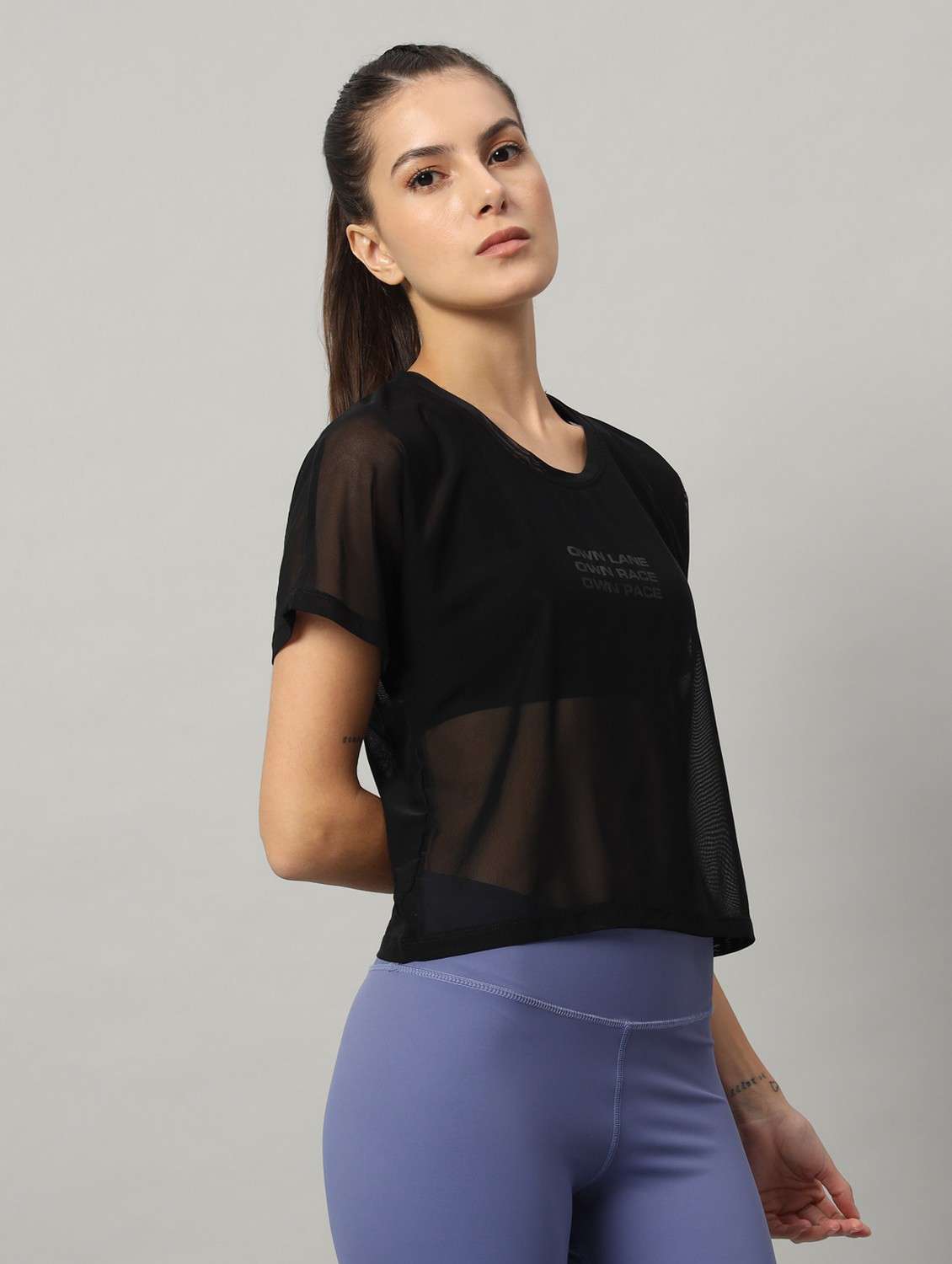 women typographic printed mesh sports t-shirt - 21763436 -  Standard Image - 2