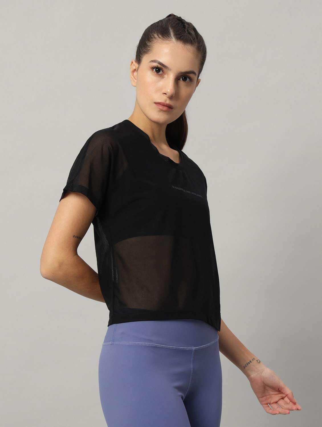 women black typographic round neck sport t-shirt - 21763440 -  Standard Image - 2