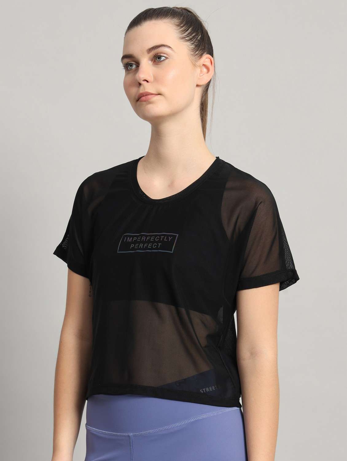 women typographic printed mesh sports t-shirt - 21763443 -  Standard Image - 2