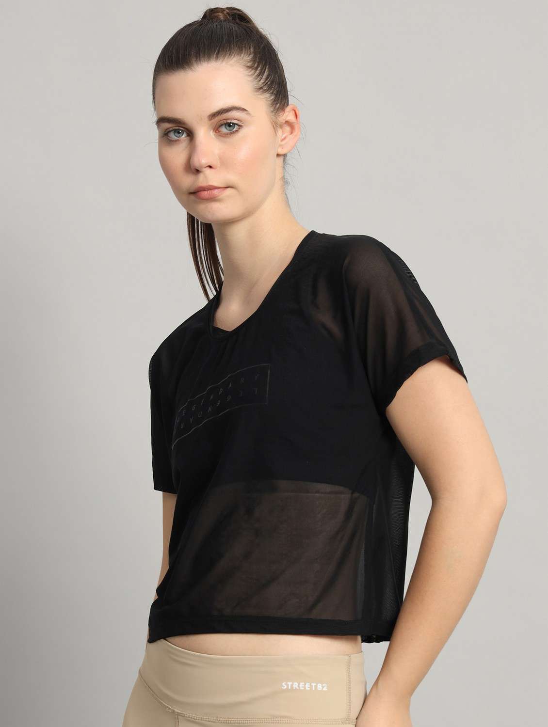 women typographic printed mesh sports t-shirt - 21763445 -  Standard Image - 2