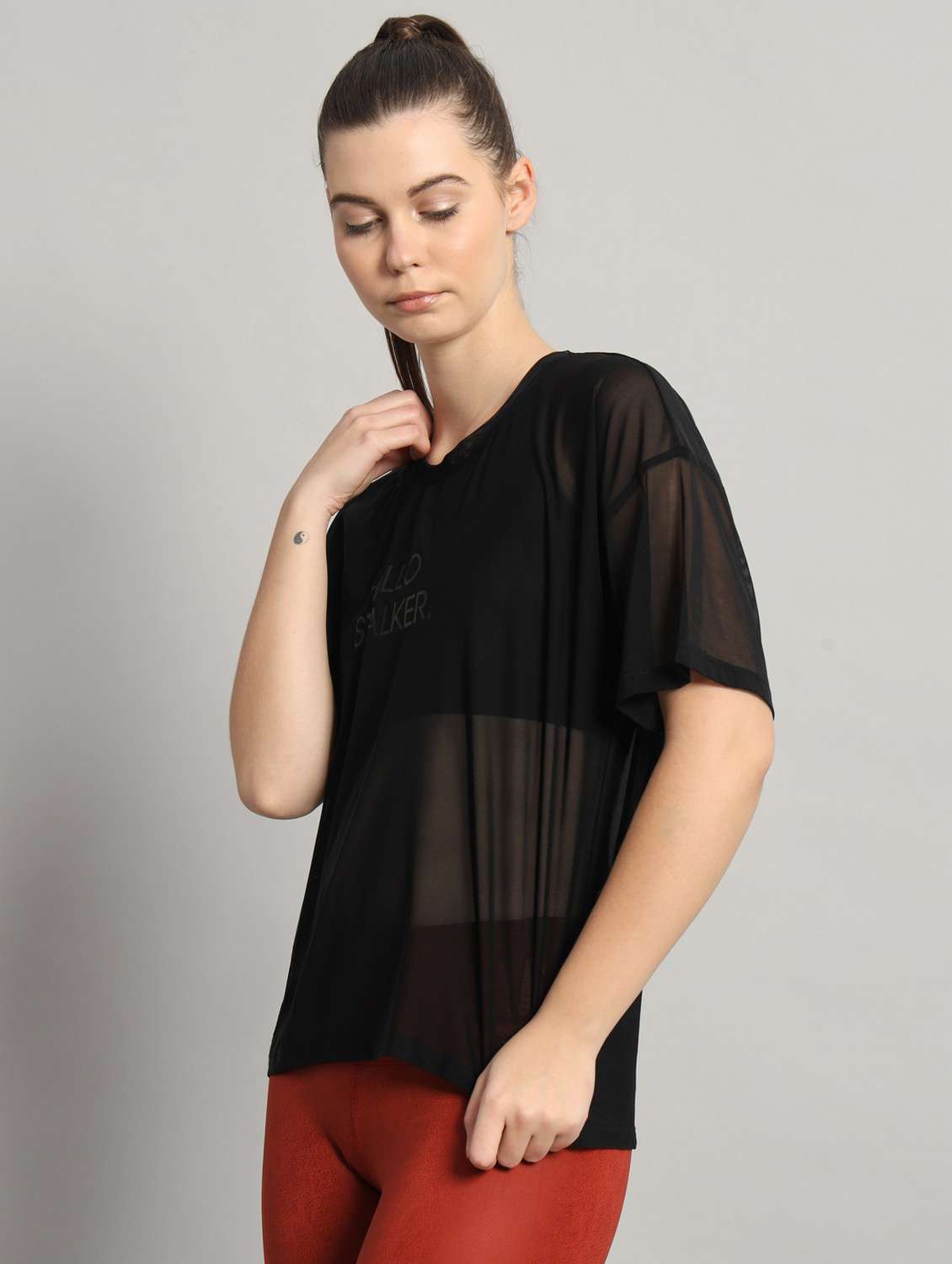 women typographic printed mesh sports t-shirt - 21763454 -  Standard Image - 2