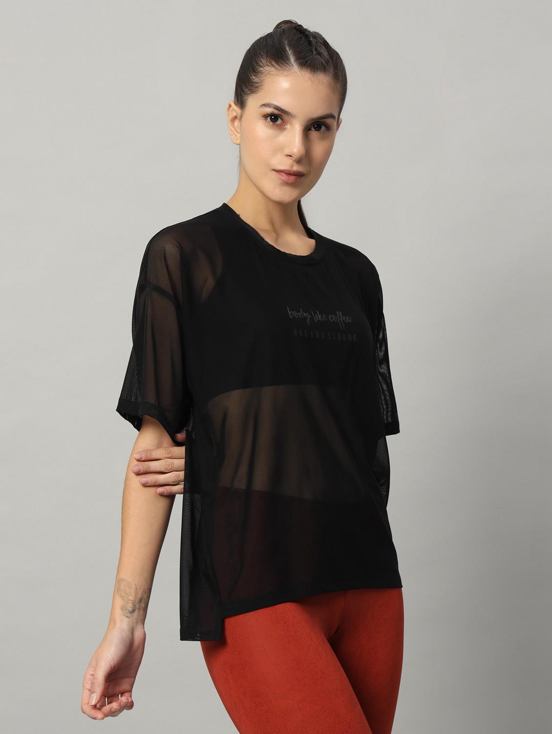 women typographic printed mesh sports t-shirt - 21763456 - Standard Image - 2