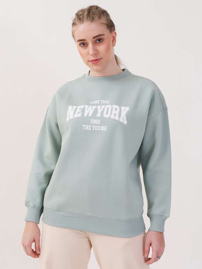 women printed long sleeves oversized sweatshirt