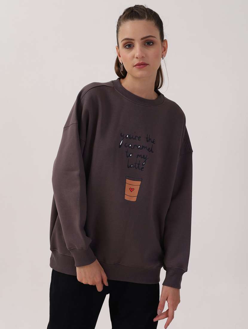 women printed long sleeves oversized sweatshirt - 21764117 -  Standard Image - 2