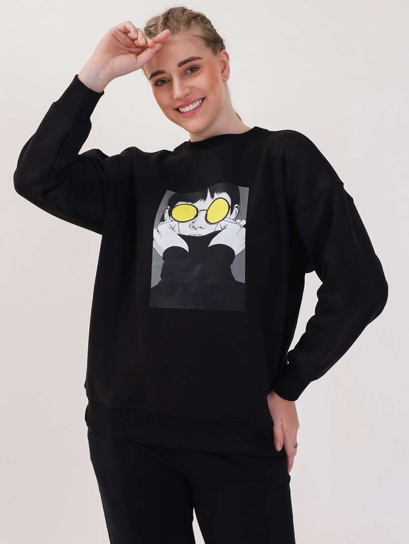 women printed long sleeves oversized sweatshirt