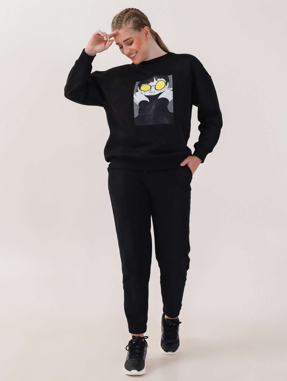 women printed long sleeves oversized sweatshirt - 21764135 -  Standard Image - 2
